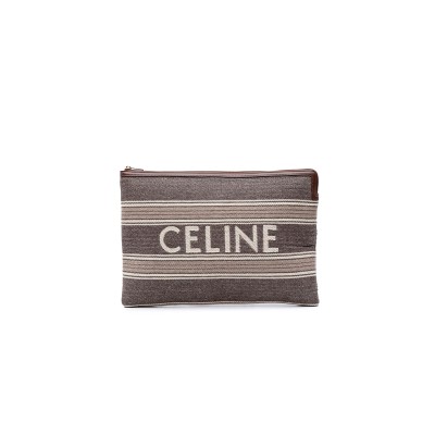 CELINE LARGE CLUTCH IN TRIOMPHE STRIPES AND CALFSKIN 10B802BQ5.38NU (34*23.5cm)